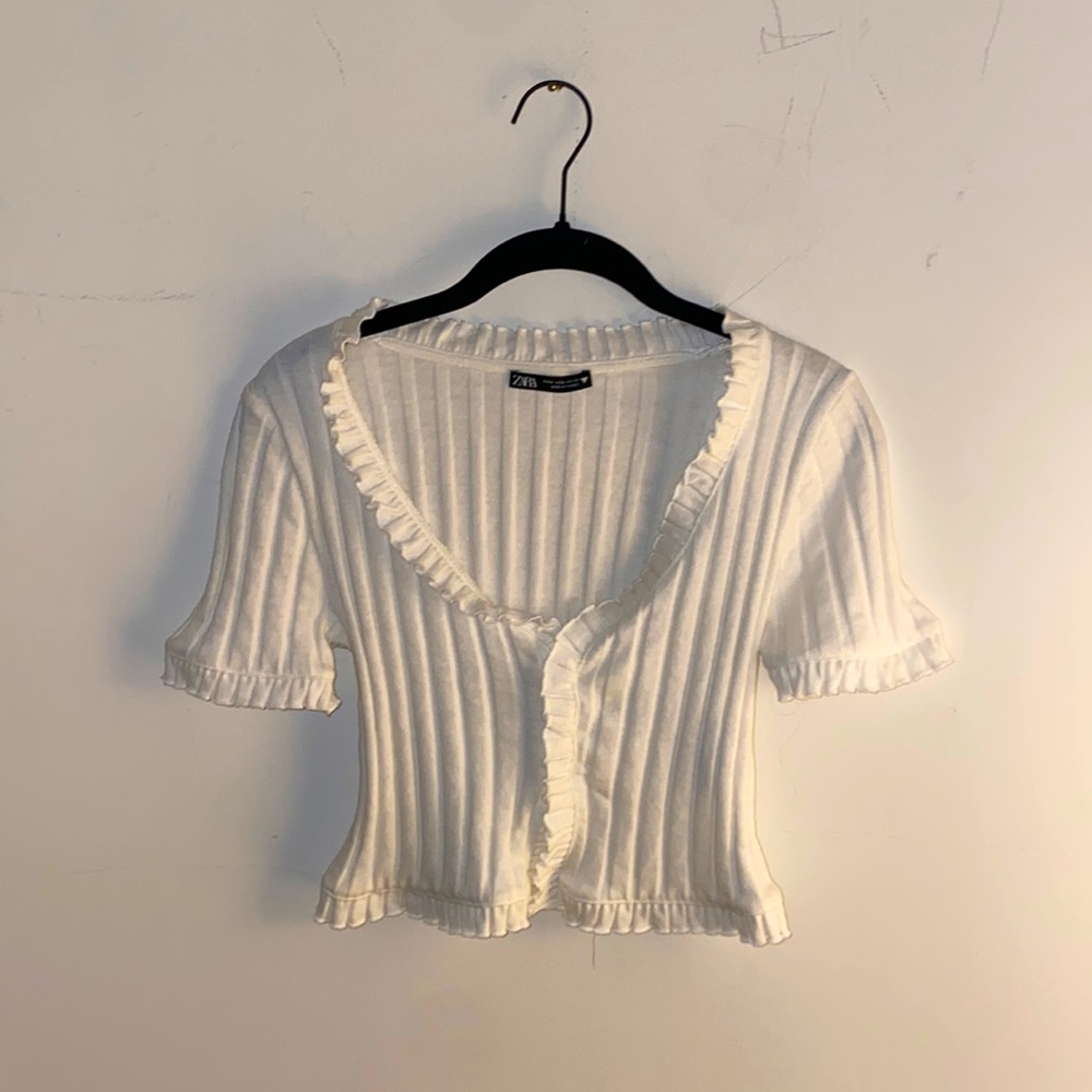 Zara ruffled cropped top